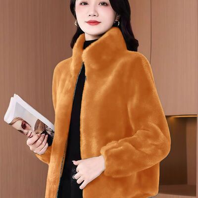 高档洋气纯色短款立领外套2025爆款冬季开衫时尚百搭加厚保暖女装