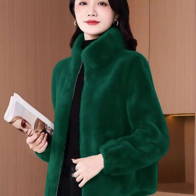 高档洋气纯色短款立领外套2025爆款冬季开衫时尚百搭加厚保暖女装