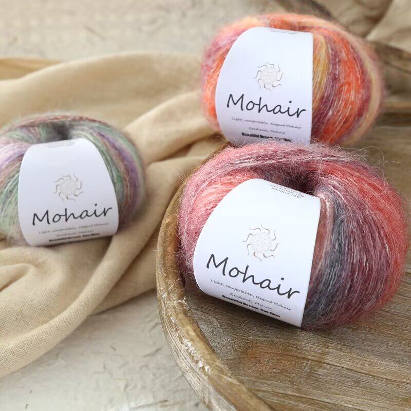 渐变段染马海毛细线彩虹线