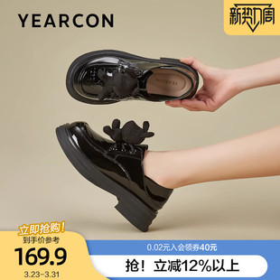 厚底单鞋 女甜酷兔子英伦风小皮鞋 子 系带乐福鞋 意尔康2026春秋款