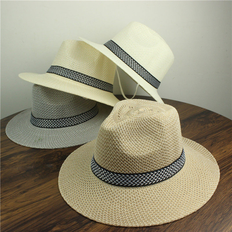 中老年帽子男夏季遮阳帽男士凉帽遮阳防晒帽女士太阳帽爸爸草编帽