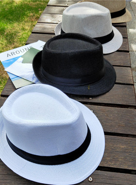黑色礼帽街舞爵士帽男潮人MJ英伦风女迈克杰克逊休闲绅士帽儿童帽