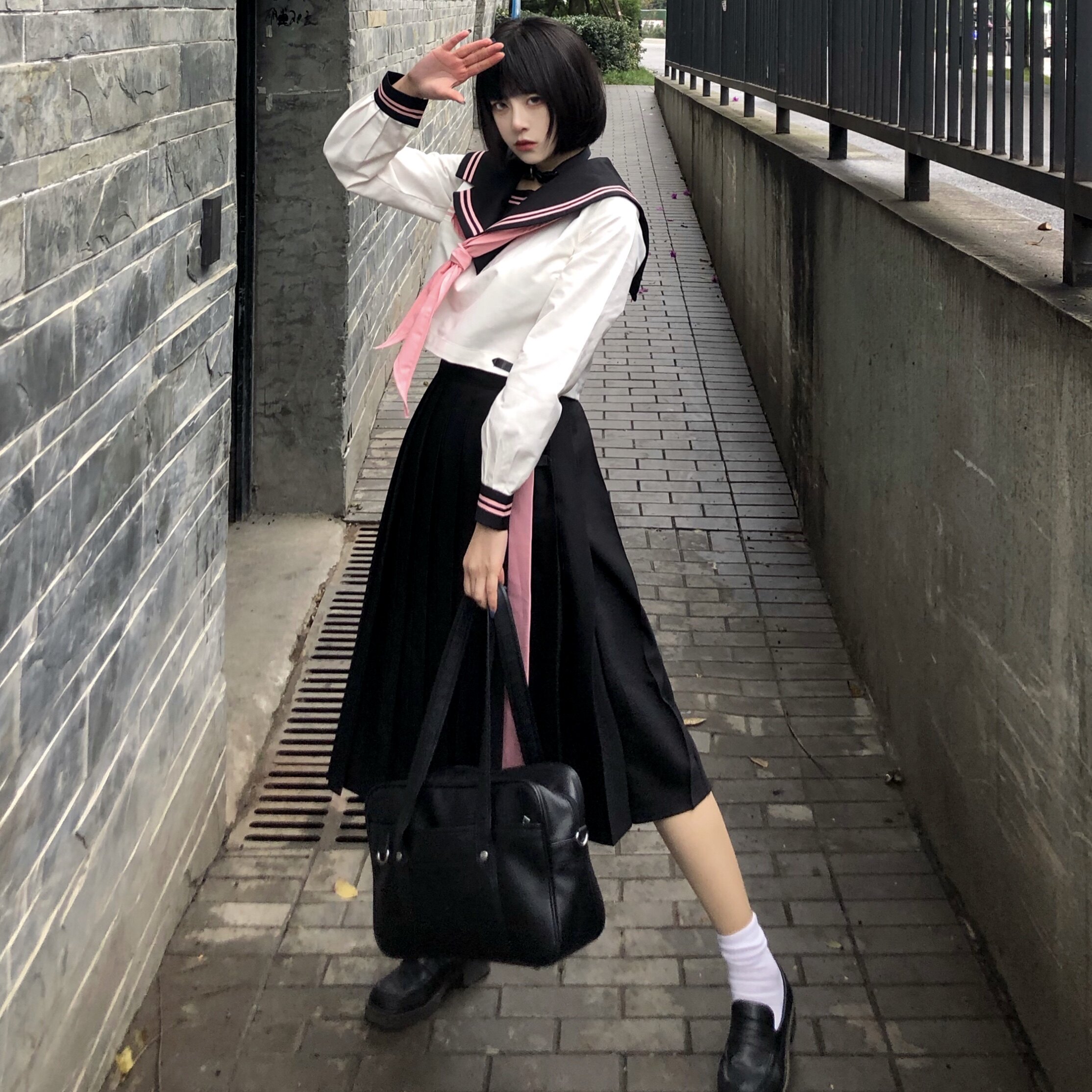 【木子酱JK】原创兔熊JK制服日系水手服长袖暗黑不良长裙春秋新款