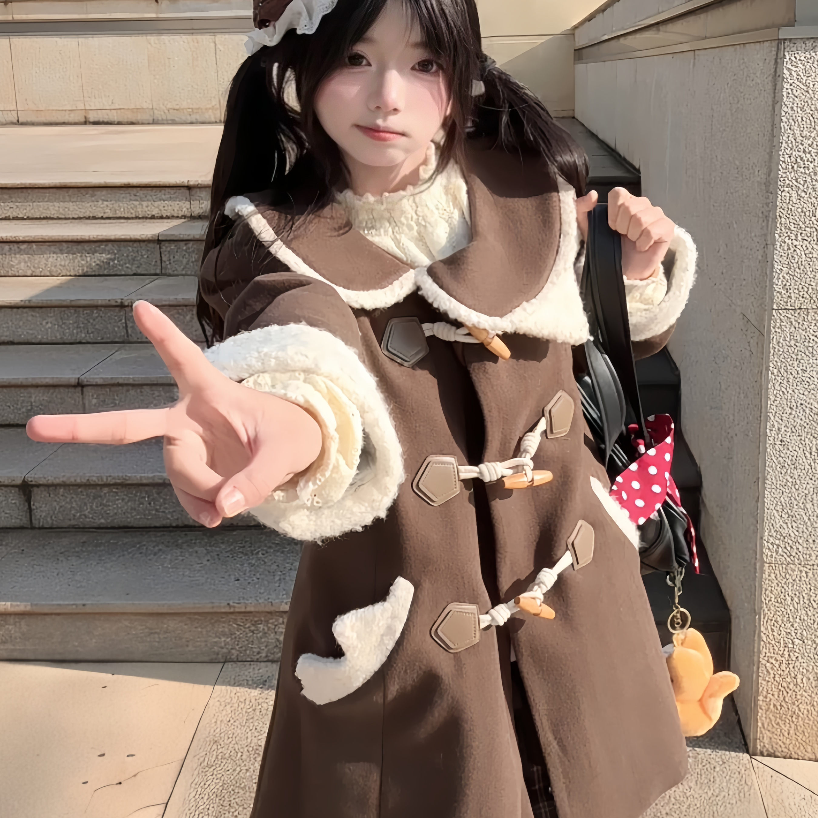 【木子酱JK】牛角扣大衣女秋冬季日系可爱学院风校供制服毛呢外套,女装/女士精品,毛呢外套,淘宝优惠券,粉丝福利购,淘宝优惠卷