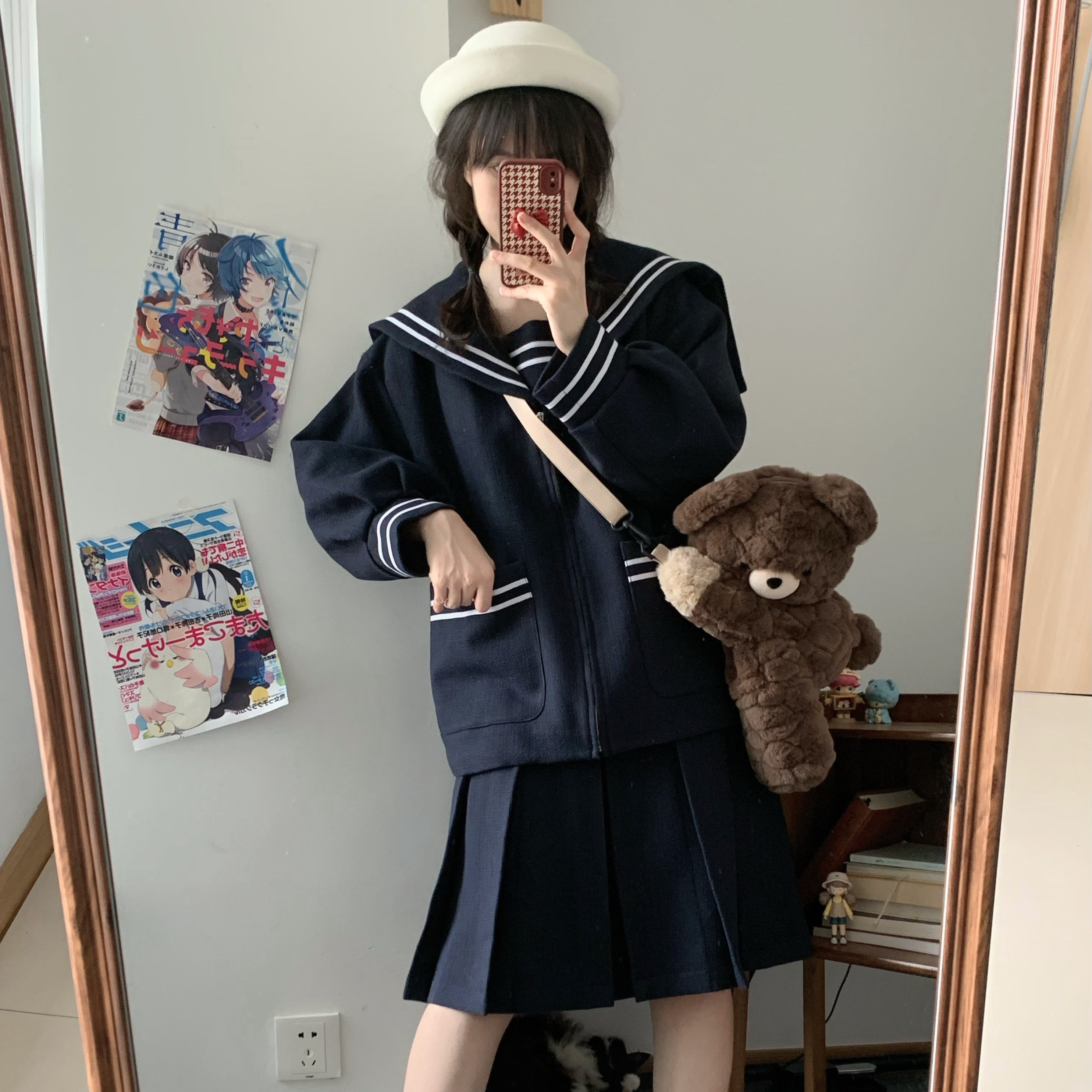 木子酱JK原创秋冬季日系海军学院风校供水手制服毛呢大衣女外套装,女装/女士精品,毛呢外套,淘宝优惠券,粉丝福利购,淘宝优惠卷