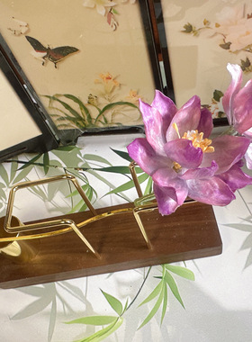 手工荷花双合花并蒂莲发簪汉服头饰旗袍古风配饰盘发日常百搭