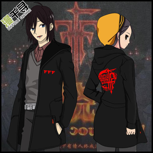 FFF异端审判团动漫周边秋冬装风衣男女中长款加绒外套连帽卫衣服