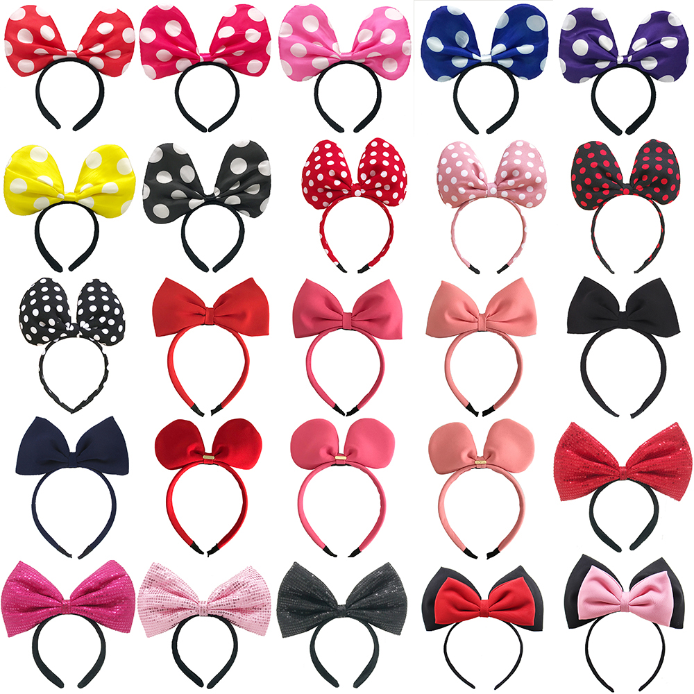 3605大圆点布艺米奇立体发箍韩国婴儿童蝴蝶结发卡女童米老鼠头箍