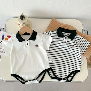 连体衣 婴儿衣服夏装 洋气哈衣包屁衣Polo衫 男宝宝夏季 爬服薄款