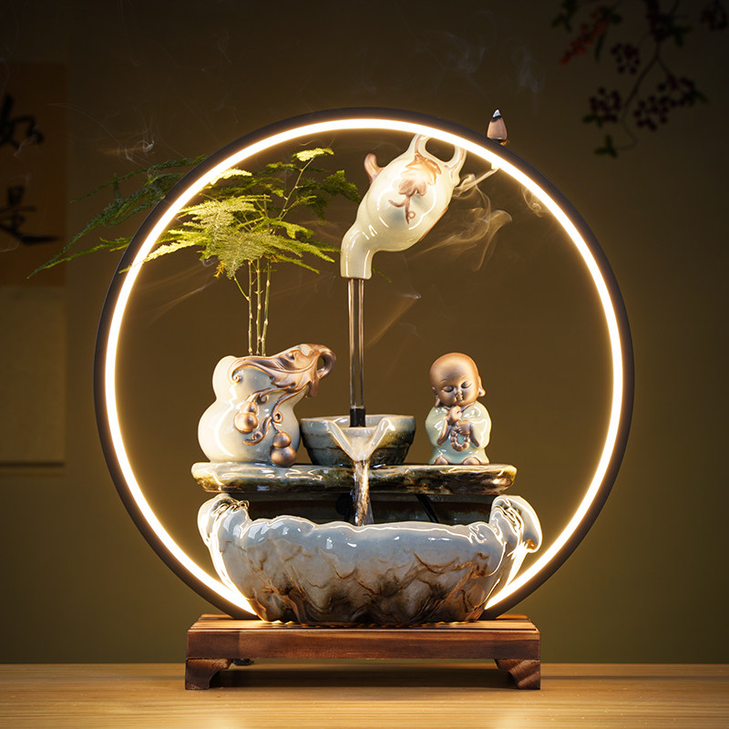 中式禅意流水循环摆件桌面创意造景办公室客厅装饰乔迁新居礼品,家居饰品,流水摆件,淘宝优惠券,粉丝福利购,淘宝优惠卷
