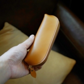 手工复古大容量头层牛皮笔袋纯色简约拉链钢笔校园风文具包收纳袋