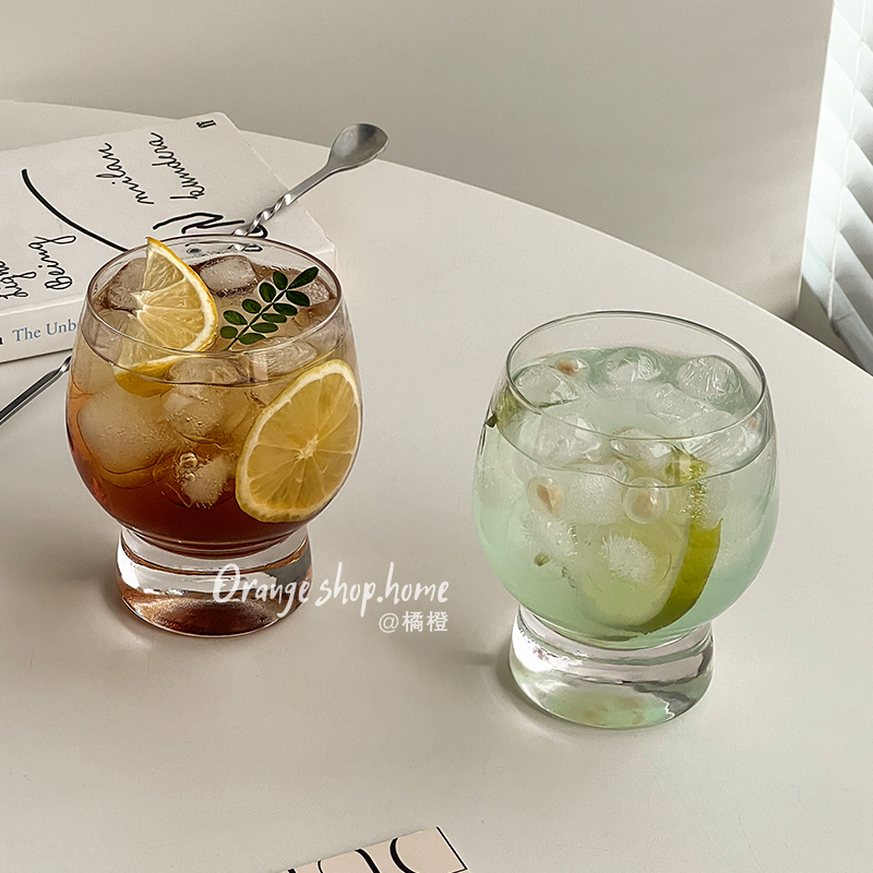 橘橙玻璃杯家用高级感威士忌杯