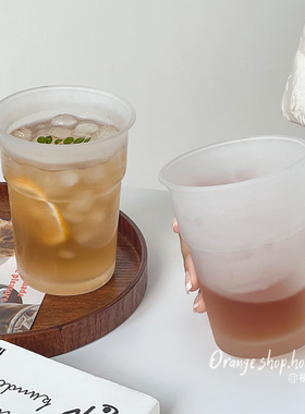 磨砂玻璃喝水杯子女家用高颜值饮料果汁杯啤酒杯办公室茶杯咖啡杯