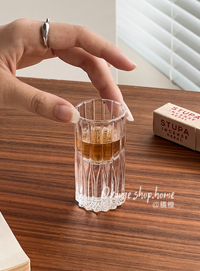 复古透明玻璃酒杯家用高颜值迷你简约白酒杯烈酒杯创意小众一口杯