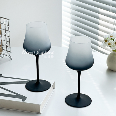 橘橙玻璃高脚杯复古酒具高级感