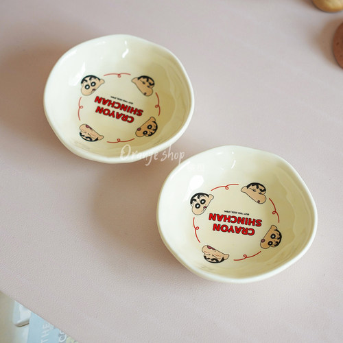 橘橙创意蜡笔小新可爱味碟零食小吃小碟点心碟蘸料碟家用可爱餐碟