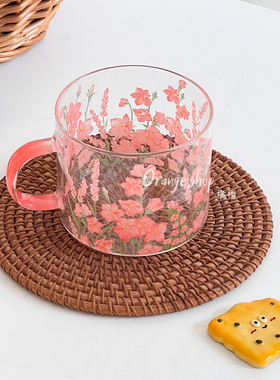 橘橙创意ins风简约高颜值玻璃杯家用喝水杯子果汁杯咖啡杯饮料杯