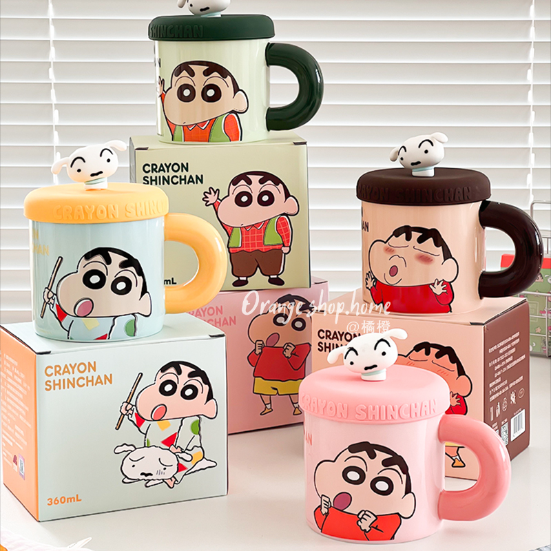 蜡笔小新情侣马克杯带盖