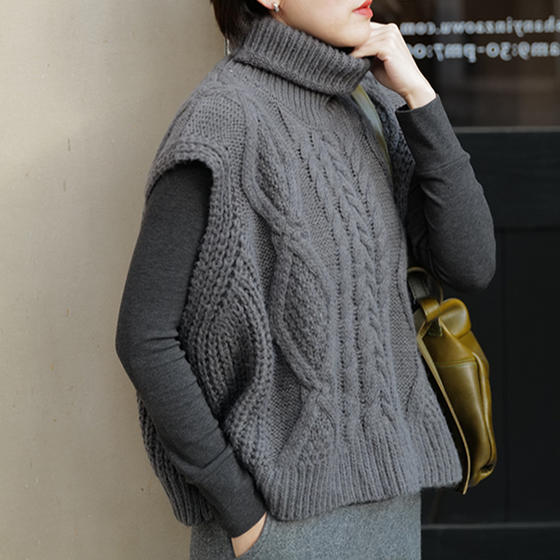 黑桃园高领简约宽松羊毛毛衣