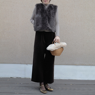 坎肩女冬 黑桃园单排扣圆领仿貂绒马甲纯色无袖 T288 清越灰调