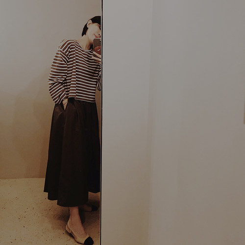长袖简约常规条纹棉女