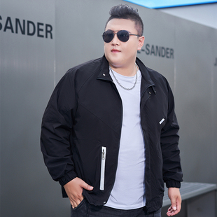 春秋季外套加肥加大棒球服潮胖子肥佬休闲宽松上衣夹克男装特大码