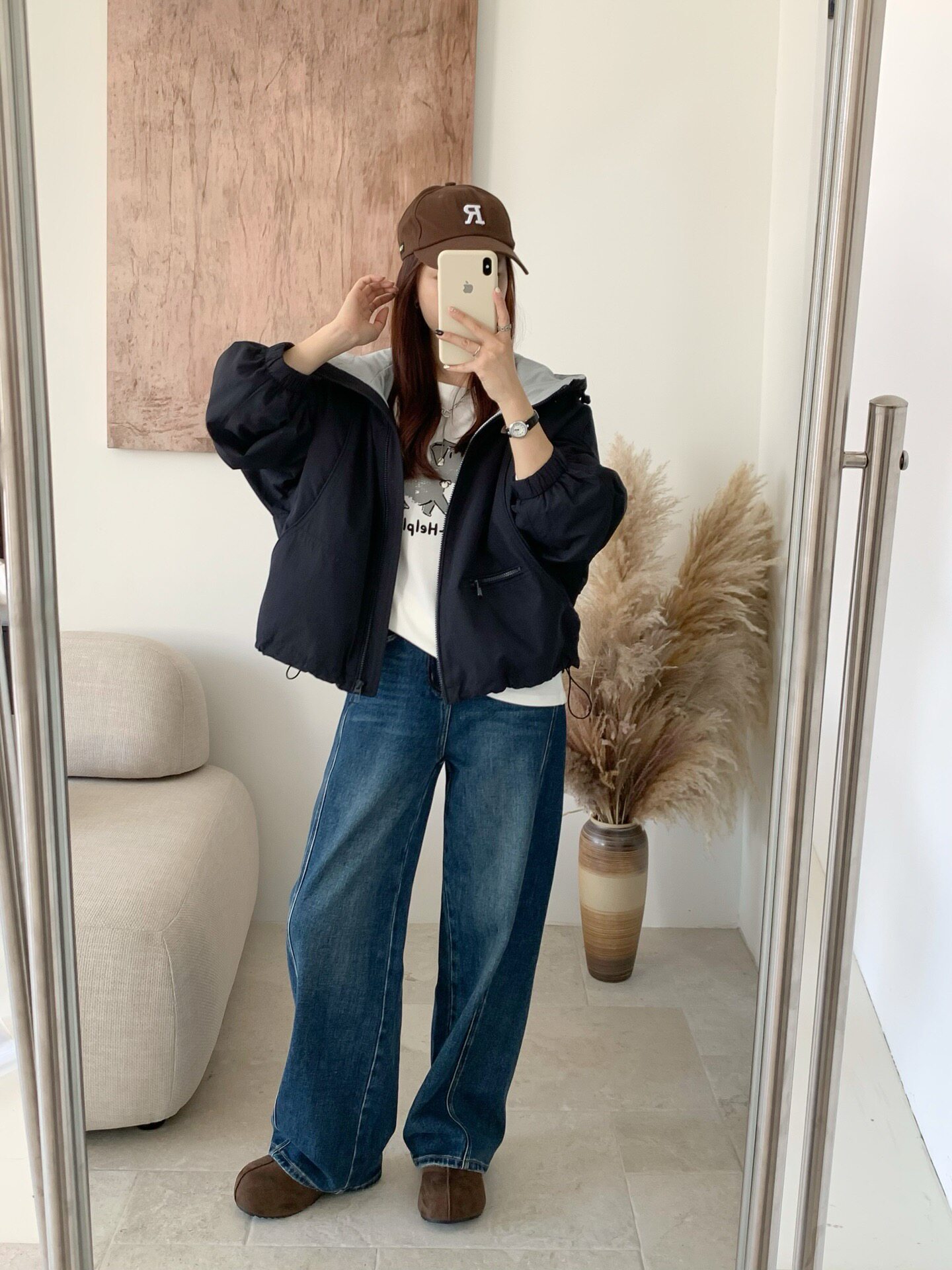 2025秋季新款韩版宽松显瘦连帽冲锋衣外套女百搭休闲上衣羽绒服潮