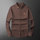 2024秋冬男士衬衫长袖修身衬衣加薄绒印花大码钱塘6016-S117-P110，男装衬衫，钱塘6016