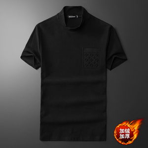 丝光棉风加绒加厚小高领打底衫短袖T恤男中领qt6016-CC912-P7图片
