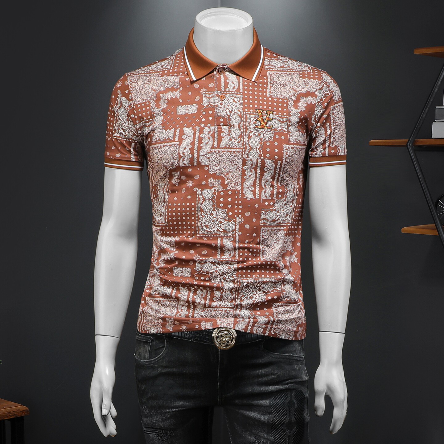 2026年夏季腰果花印花POLO衫QT6016-E3683-P75，男装Polo衫，钱塘6016