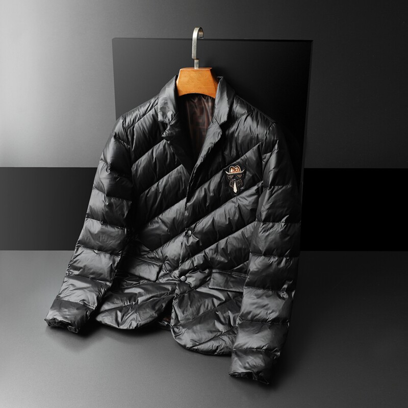 新款翻领羽绒服商务90白鸭绒西装外套男钱塘6016-F5017-P280,男装羽绒服,钱塘6016