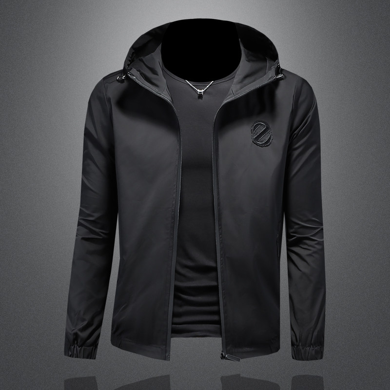 2025年新款连帽夹克衫薄款个性男大码钱塘6016-JK3063-P145黑图片