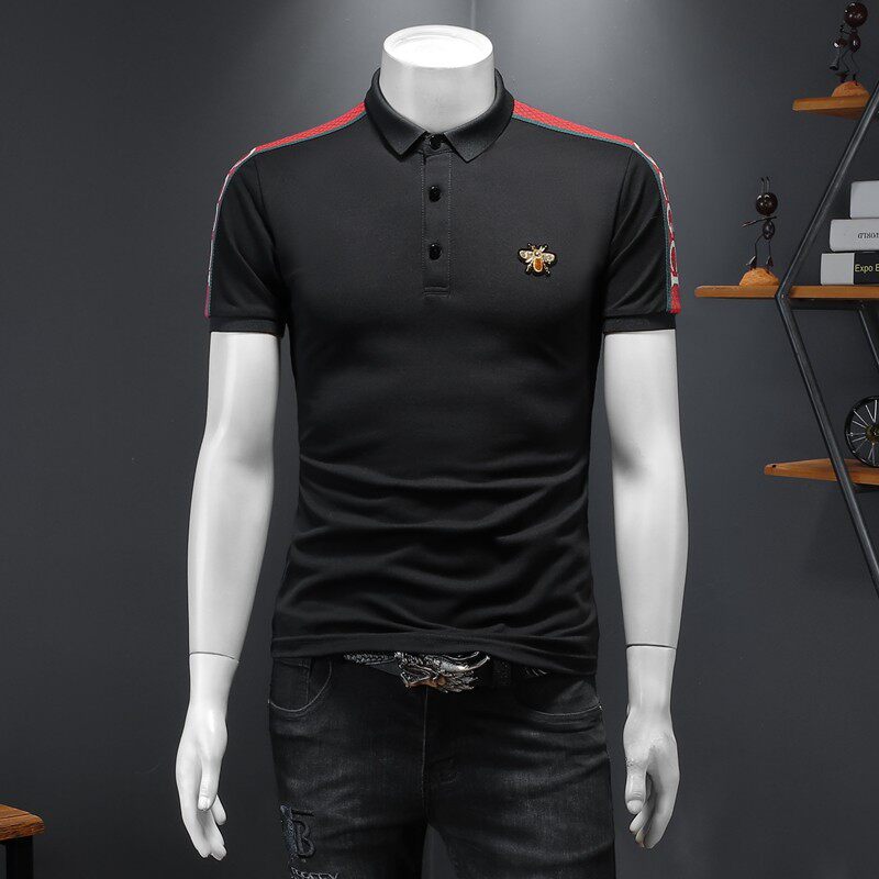 2024年夏季新款男士polo衫钱塘6016-E1929-P75黑色，男装Polo衫，钱塘6016