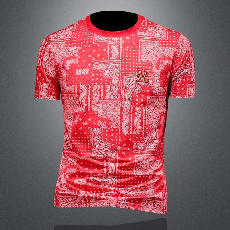 2026年夏季腰果花圆领T恤QT6016-E3679-P65，男装T恤，钱塘6016