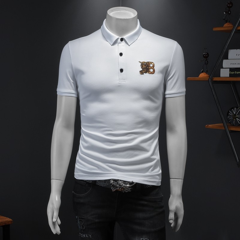 2024年夏季新款植绒男士polo衫钱塘6016-E1936-P80白，男装Polo衫，钱塘6016
