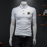 2024年夏季新款植绒男士polo衫钱塘6016-E1936-P80白，男装Polo衫，钱塘6016