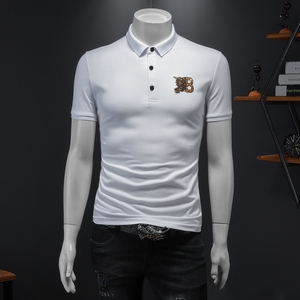 2024年夏季新款植绒男士polo衫钱塘6016- E1936-P80白,男装Polo衫,钱塘6016