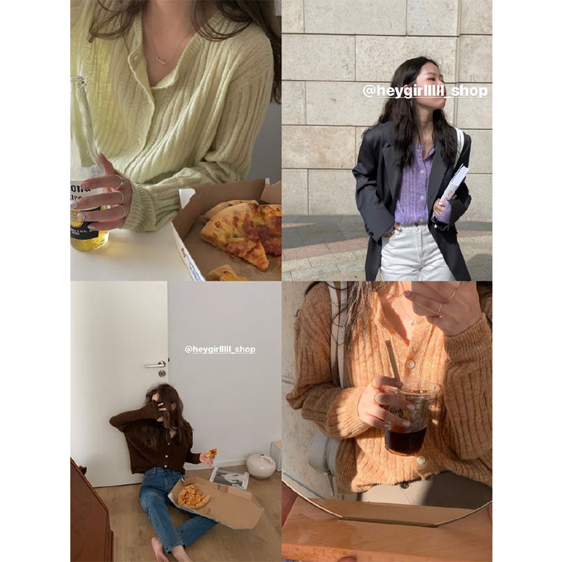 HEYGIRL黑哥 韩版宽松温柔薄款针织开衫女 显瘦气质短款上衣秋季