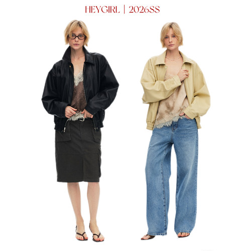 HEYGIRL黑哥 曼城旧事 复活款！复古翻领百搭夹克上衣女休闲皮衣