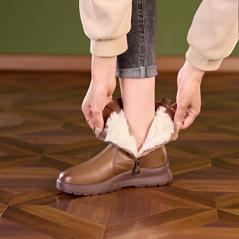 真皮加厚保暖雪地靴棉鞋