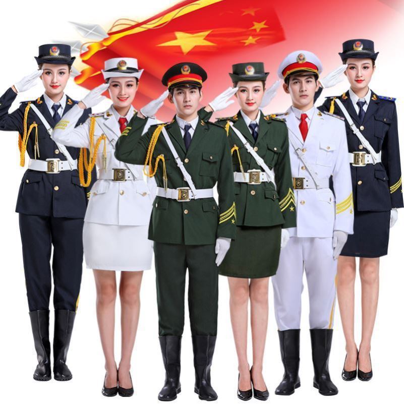 升旗手服装国旗班学生仪仗队礼服成人军鼓乐队演出服套装绿色