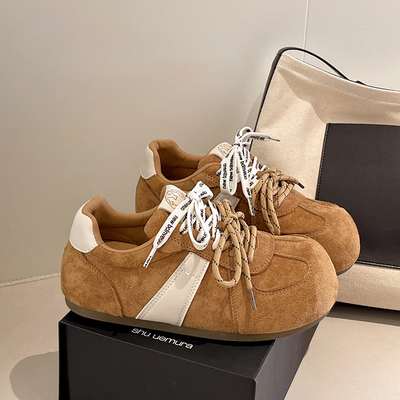 复古加绒勃肯单鞋女秋冬新款内增高厚底不累脚运动休闲系带德训鞋