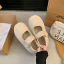 复古百搭平底魔术贴毛绒勃肯鞋 2025年新款 女春秋季 浅口玛丽珍单鞋