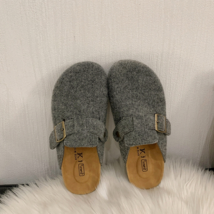 毛妮子勃肯拖鞋女外穿春秋冬2024新款时尚休闲厚底博肯包头半拖鞋
