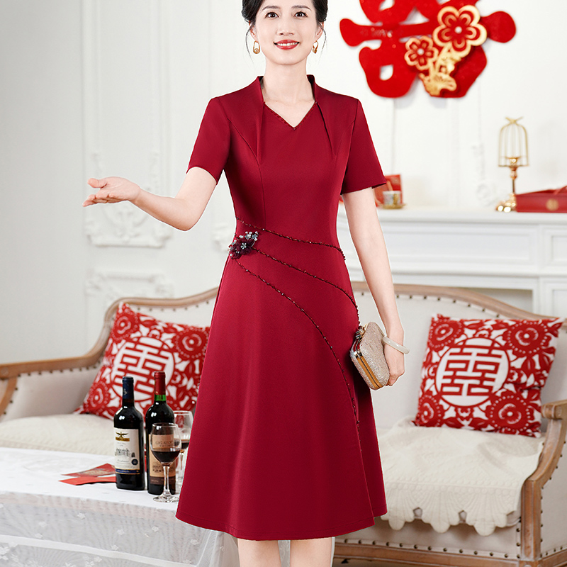 五月份喜婆婆礼服中老年连衣裙女