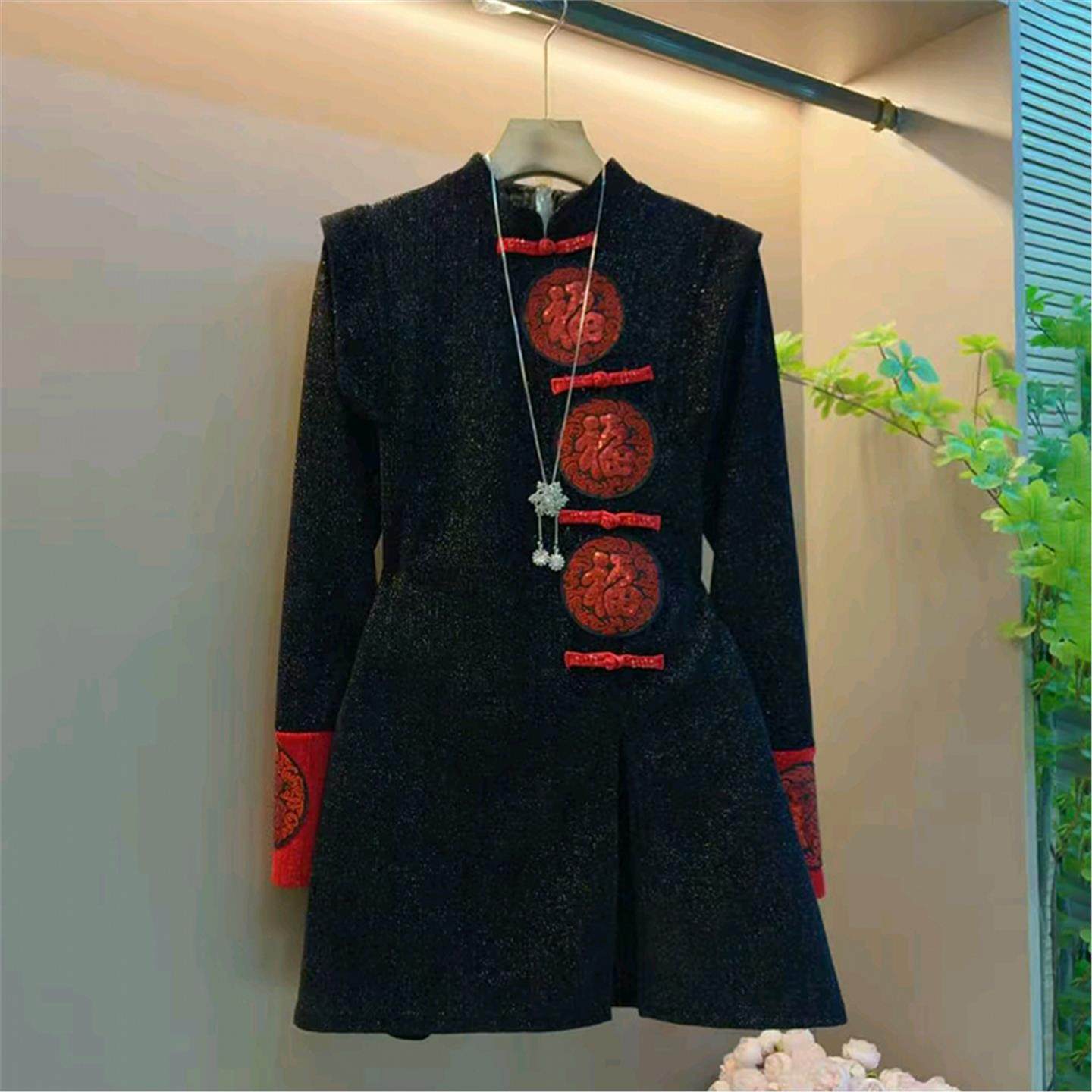 2025冬季新款大码女装胖MM中国风盘扣收腰显瘦中长款开叉洋气上衣,女装/女士精品,大码内搭,淘宝优惠券,粉丝福利购,淘宝优惠卷