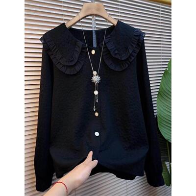 大码女装2025冬季新款娃娃领上衣女内搭显瘦胖妹妹胖mm独特设计感