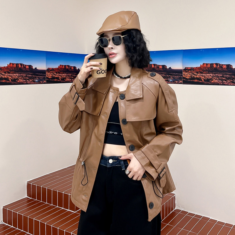 咖色皮衣外套女2026年春秋新款大码胖MM酷飒风PU皮爆款机车服上衣