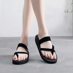 套趾人字拖女士休闲凉拖鞋女夹脚沙滩鞋平跟凉拖糖果色糖果色系
