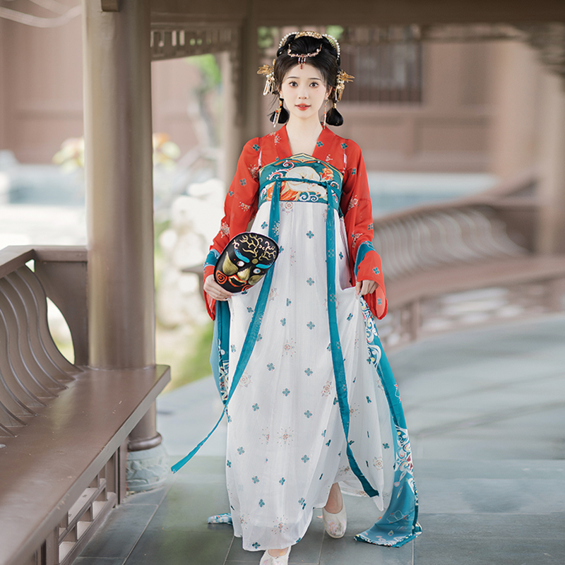 梅沐春超仙唐制古风汉服女装成人齐胸襦裙古风破裙古装夏季飘逸小